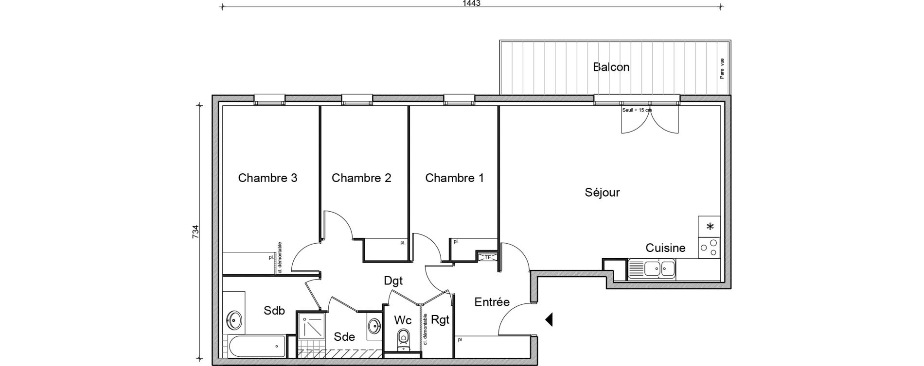 Appartement T4 de 90,10 m2 &agrave; Bezons Vaillant - couturier