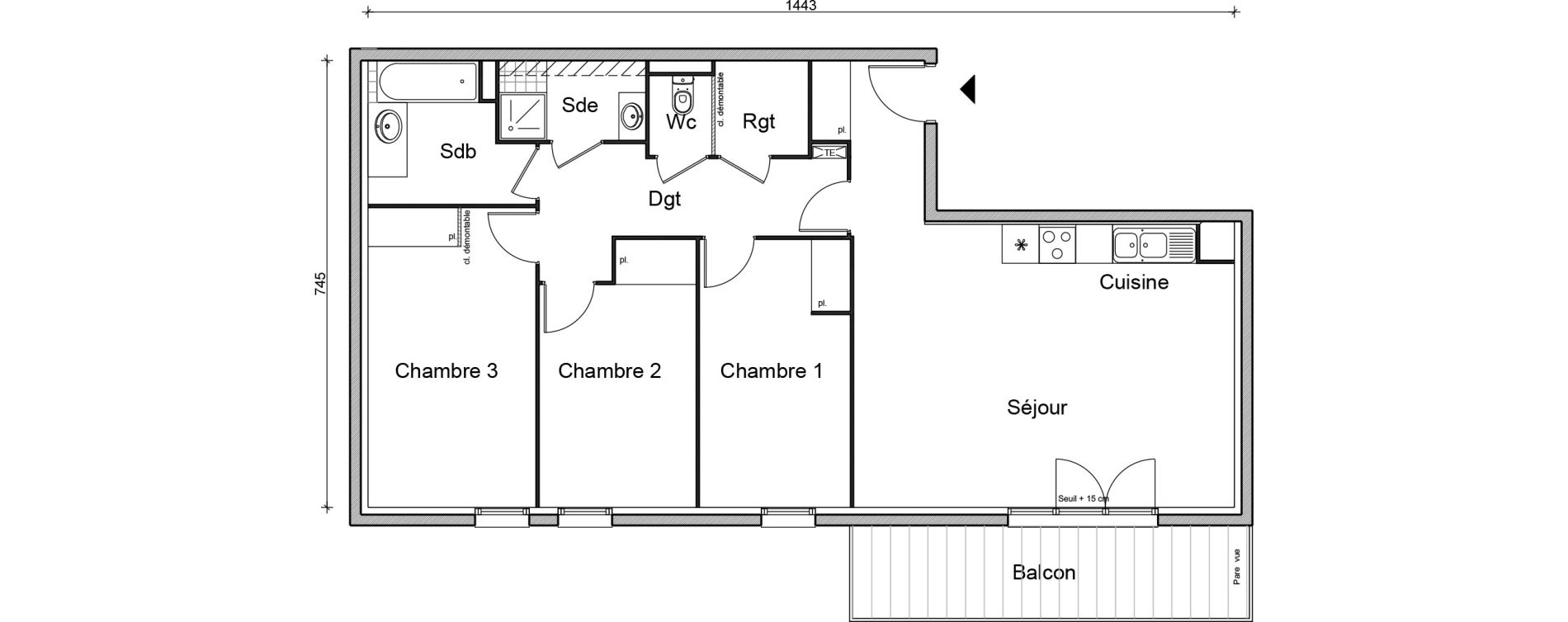 Appartement T4 de 91,30 m2 &agrave; Bezons Vaillant - couturier