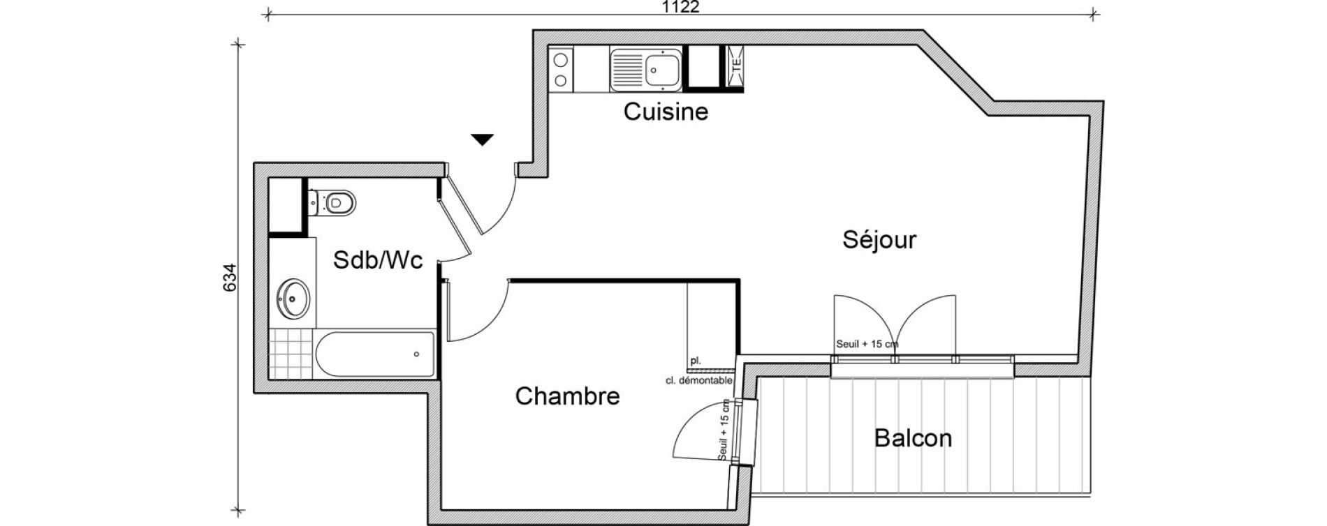 Appartement T2 de 46,00 m2 &agrave; Bezons Vaillant - couturier
