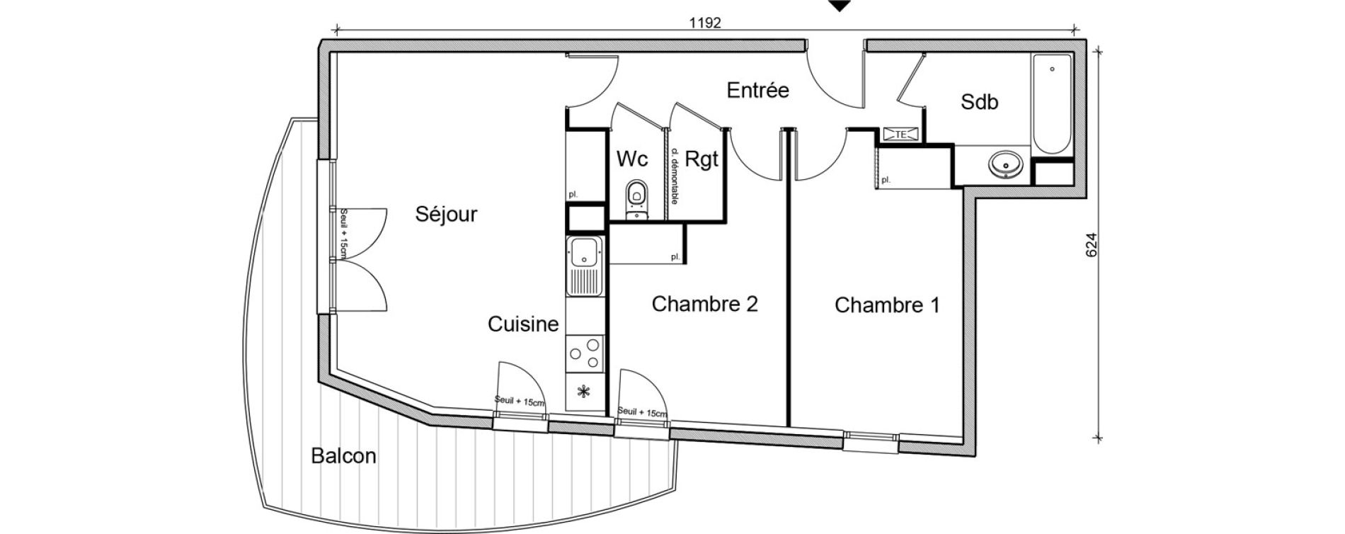 Appartement T3 de 61,50 m2 &agrave; Bezons Vaillant - couturier