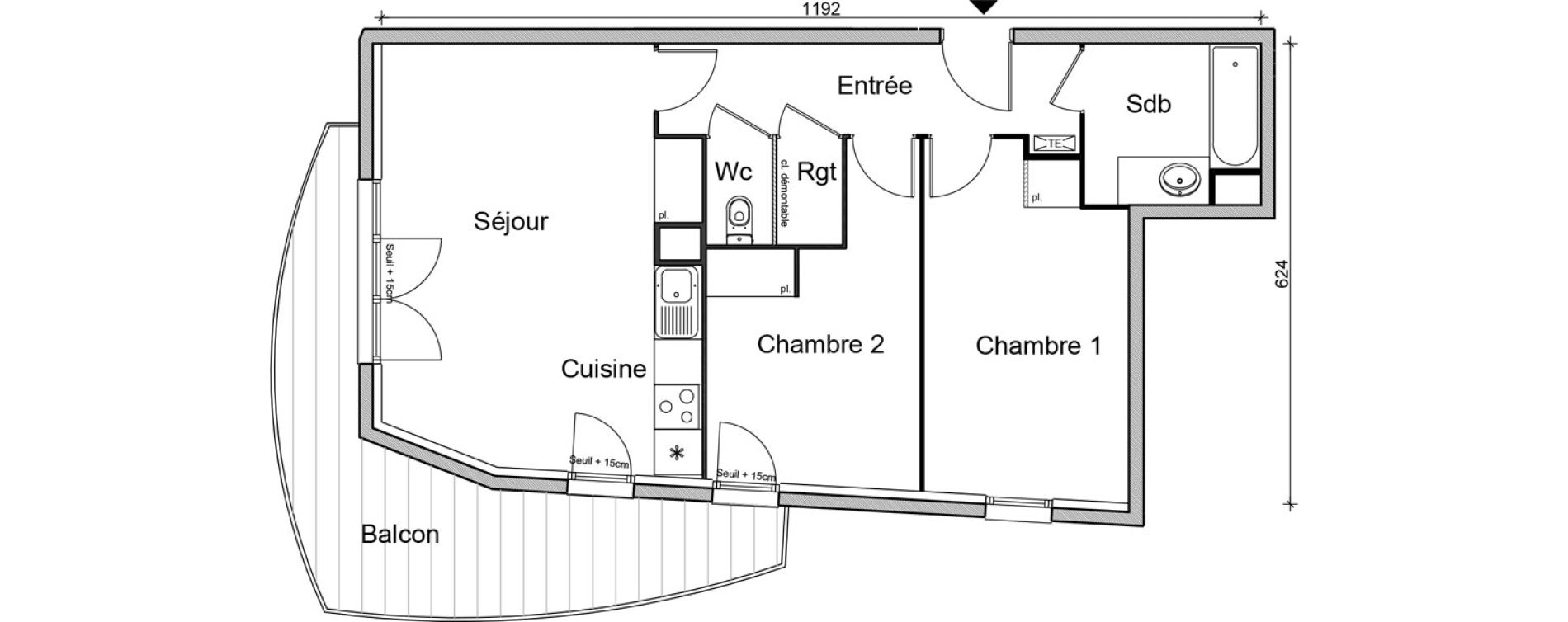 Appartement T3 de 61,60 m2 &agrave; Bezons Vaillant - couturier