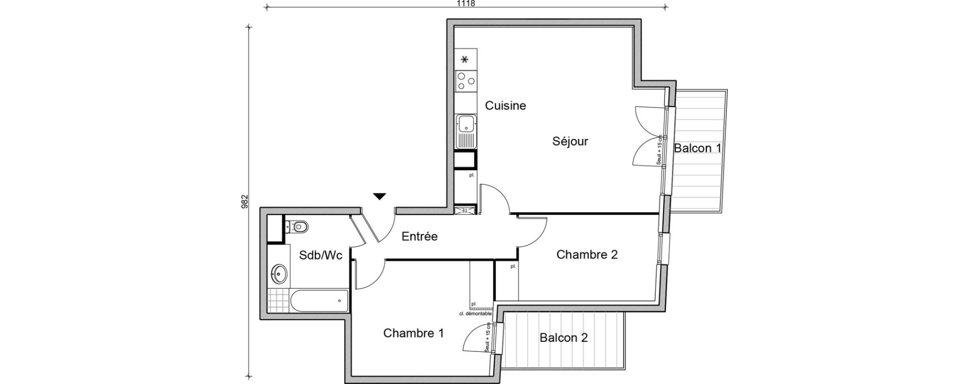 Appartement T3 de 59,90 m2 &agrave; Bezons Vaillant - couturier
