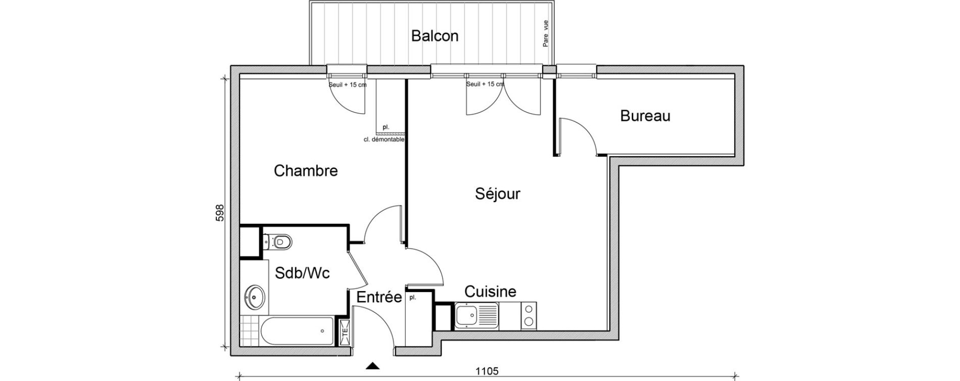 Appartement T2 bis de 50,30 m2 &agrave; Bezons Vaillant - couturier