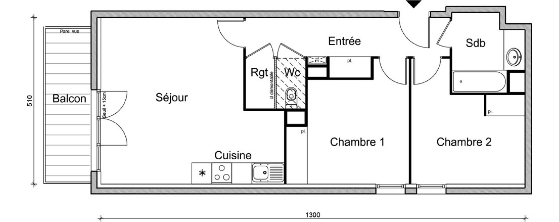 Appartement T3 de 64,00 m2 &agrave; Bezons Vaillant - couturier