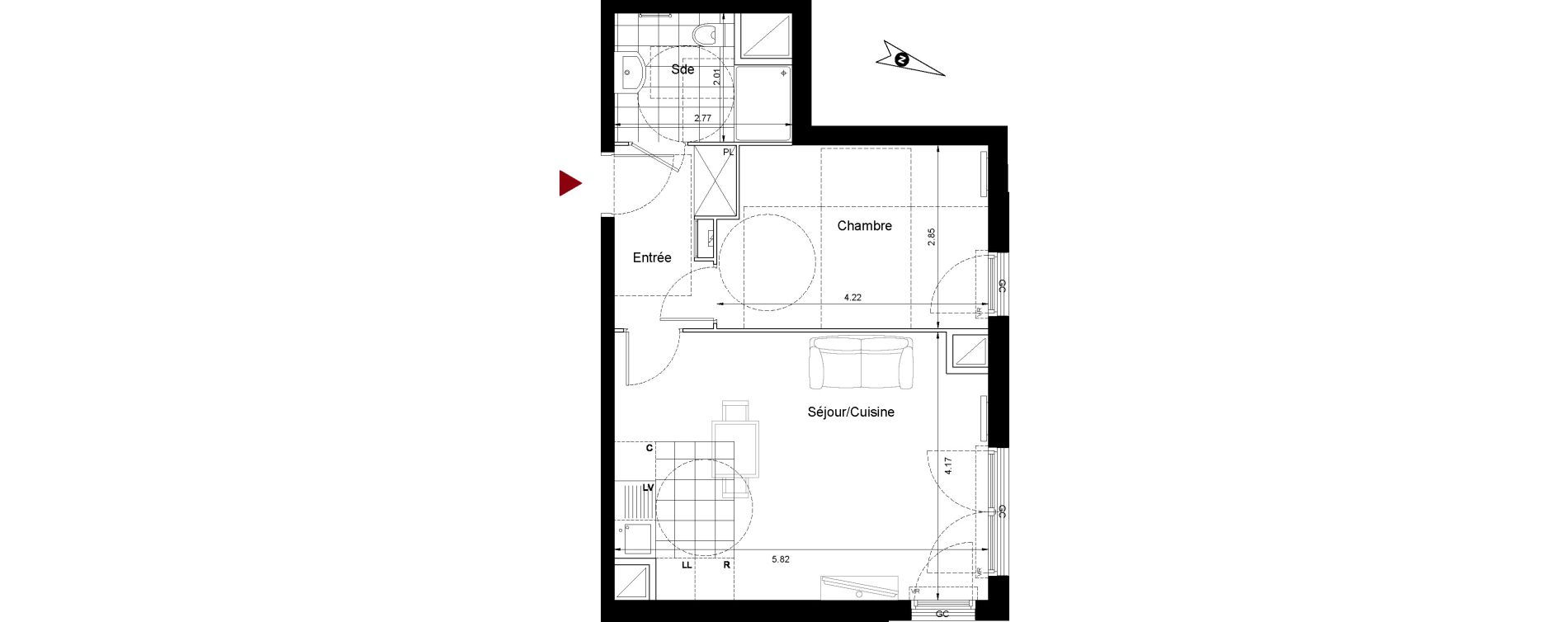 Appartement T2 de 44,48 m2 &agrave; Bezons Bords de seine