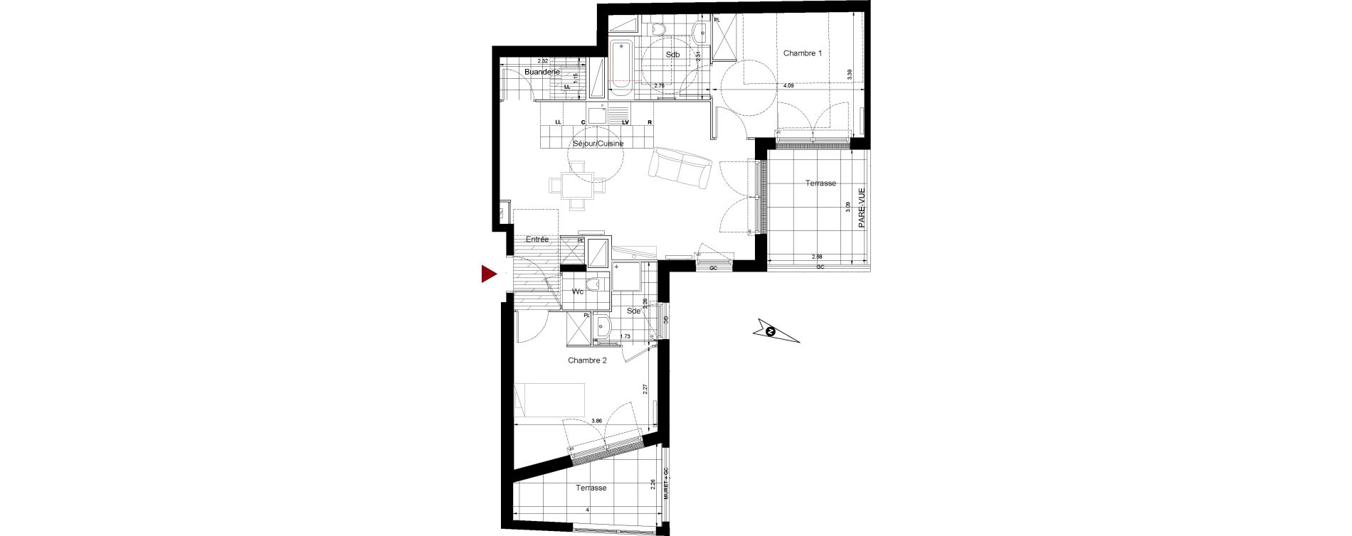 Appartement T3 de 68,14 m2 &agrave; Bezons Bords de seine