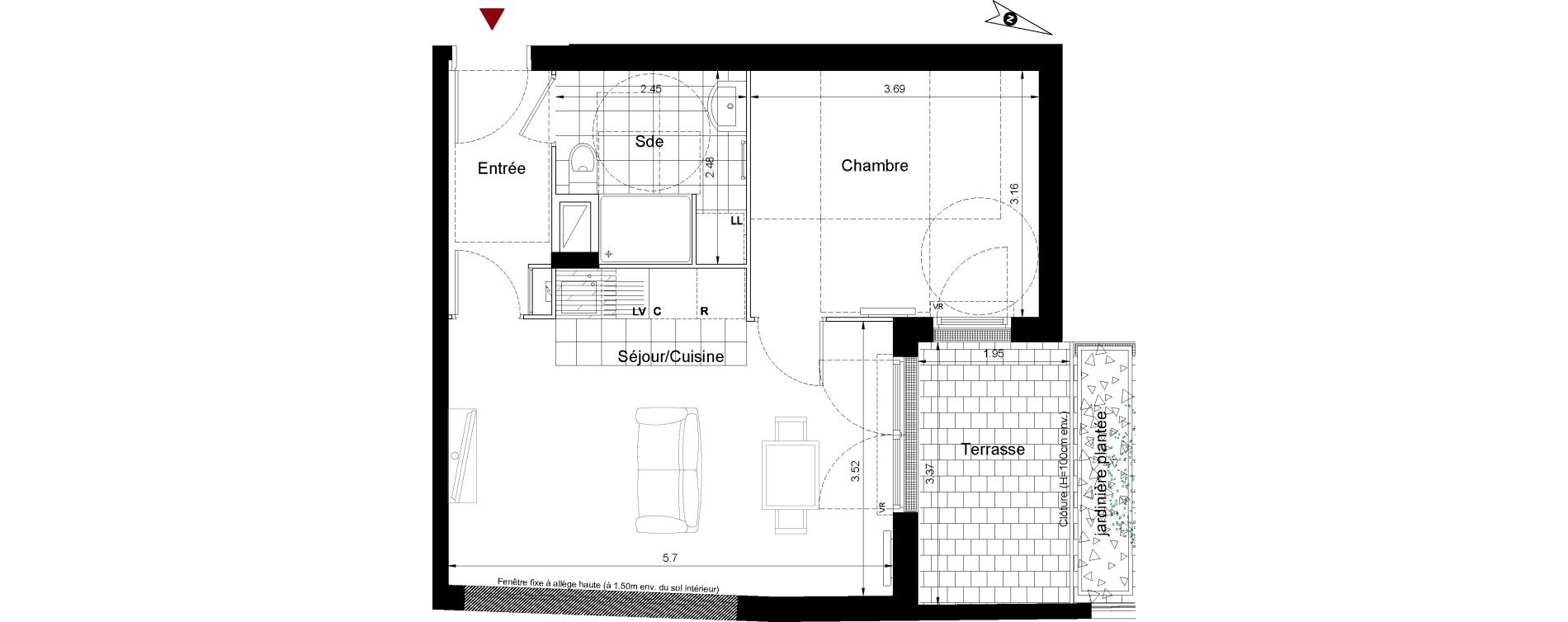 Appartement T2 de 42,71 m2 &agrave; Bezons Bords de seine