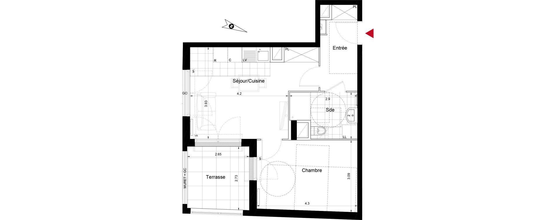 Appartement T2 de 41,96 m2 &agrave; Bezons Bords de seine