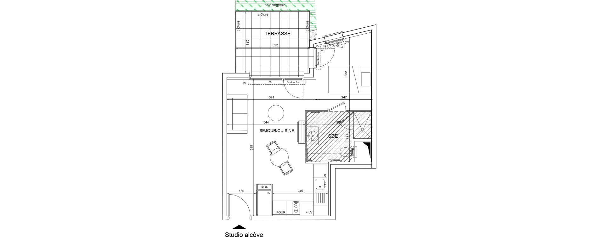 Studio meubl&eacute; de 36,27 m2 &agrave; Bezons Agriculture