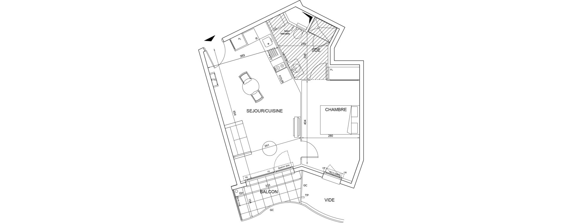 Appartement T2 meubl&eacute; de 44,36 m2 &agrave; Bezons Agriculture