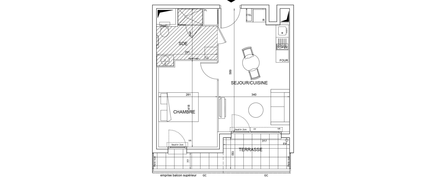 Appartement T2 meubl&eacute; de 36,67 m2 &agrave; Bezons Agriculture