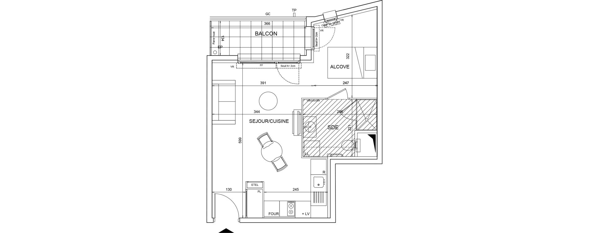 Studio meubl&eacute; de 36,27 m2 &agrave; Bezons Agriculture