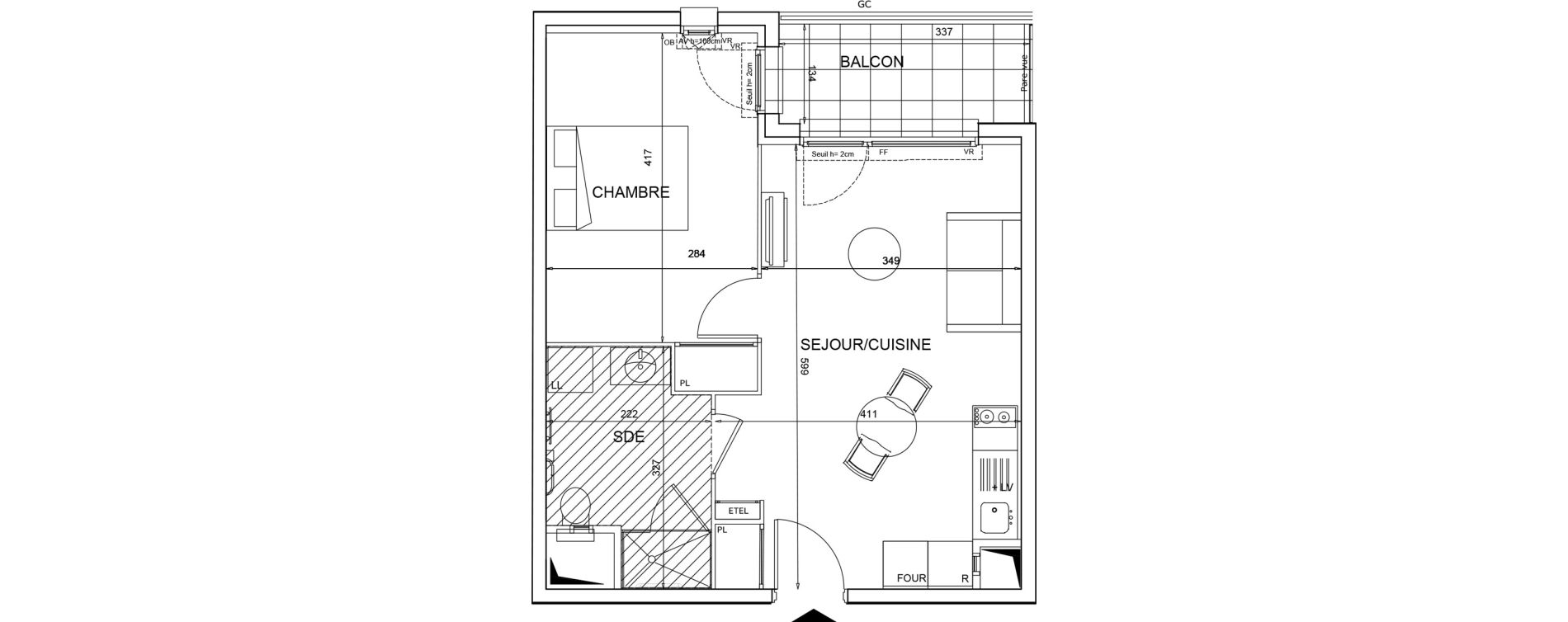 Appartement T2 meubl&eacute; de 40,26 m2 &agrave; Bezons Agriculture