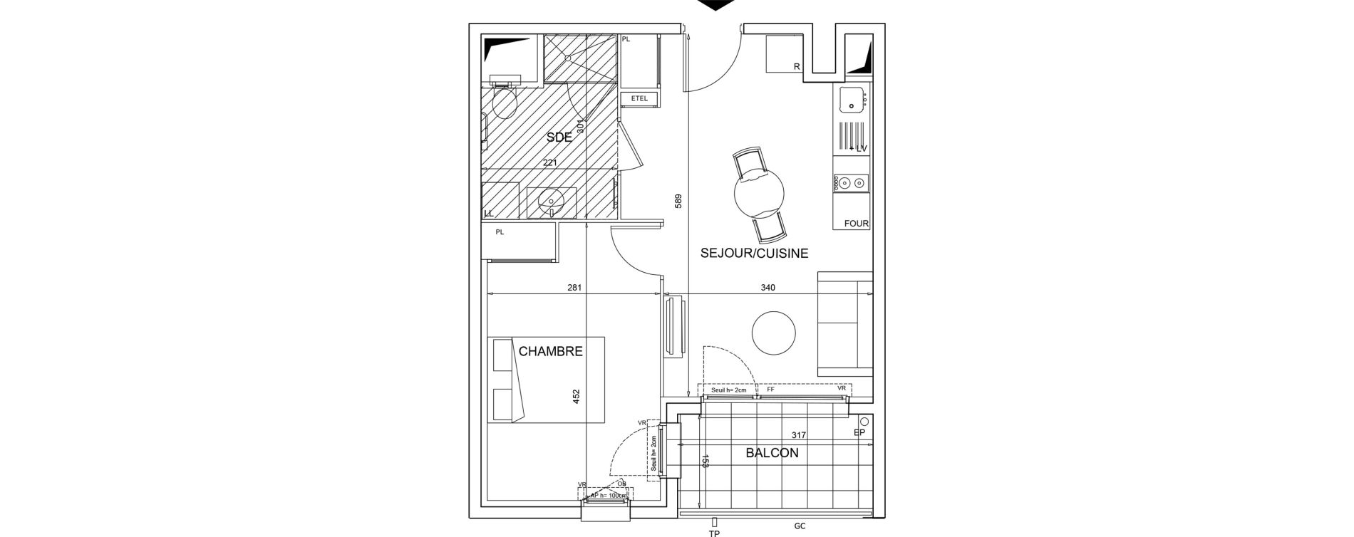 Appartement T2 meubl&eacute; de 39,44 m2 &agrave; Bezons Agriculture