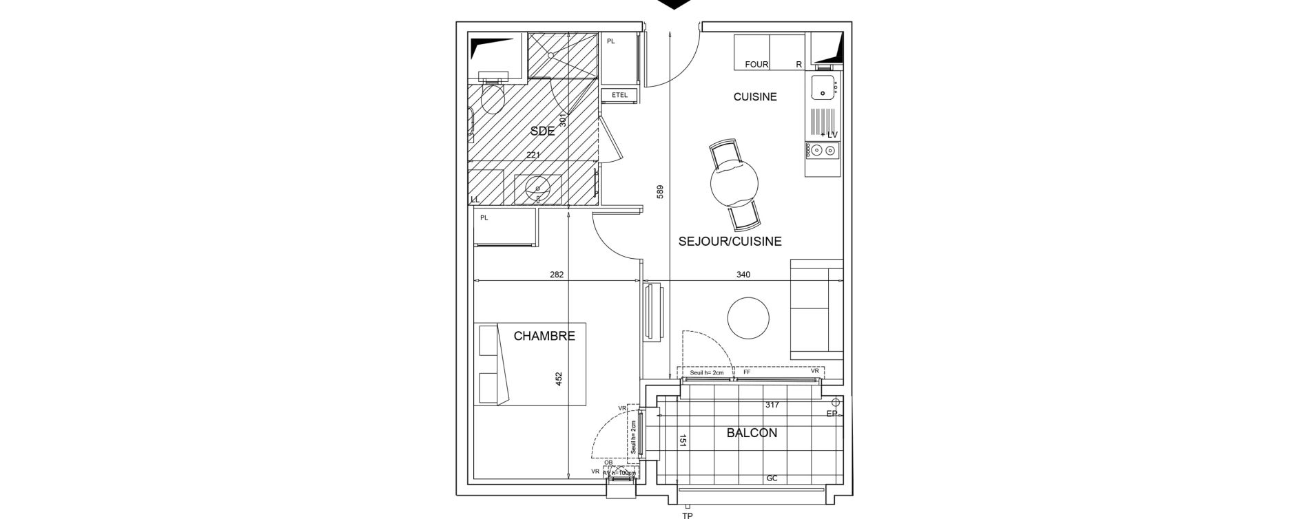 Appartement T2 meubl&eacute; de 39,77 m2 &agrave; Bezons Agriculture