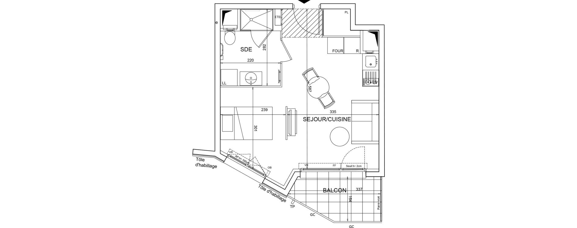 Studio meubl&eacute; de 31,28 m2 &agrave; Bezons Agriculture