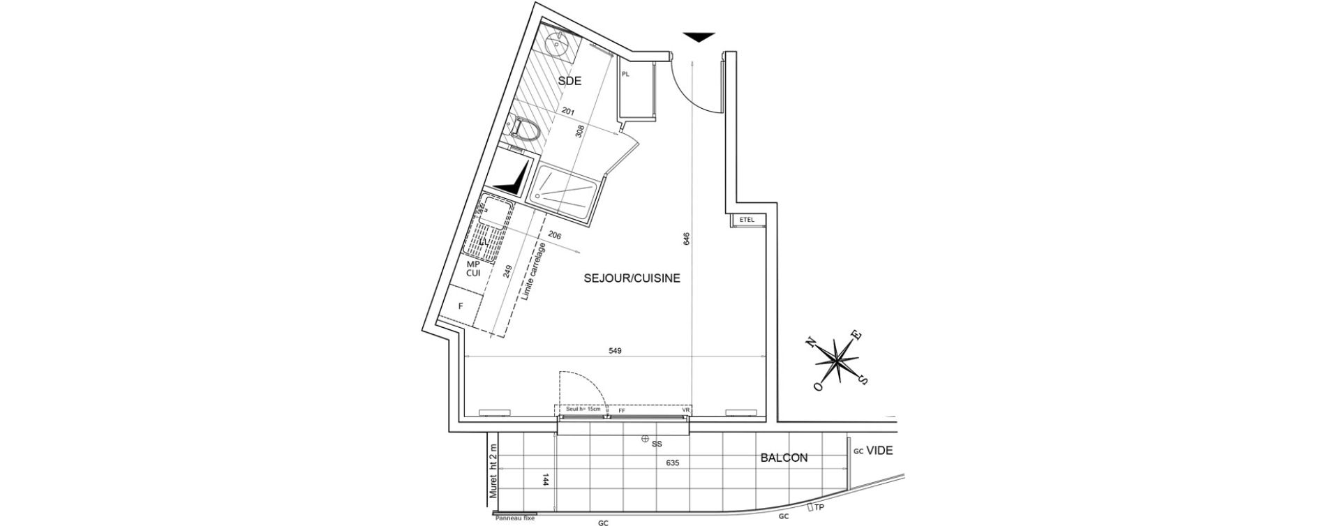 Appartement T1 de 31,57 m2 &agrave; Bezons Agriculture