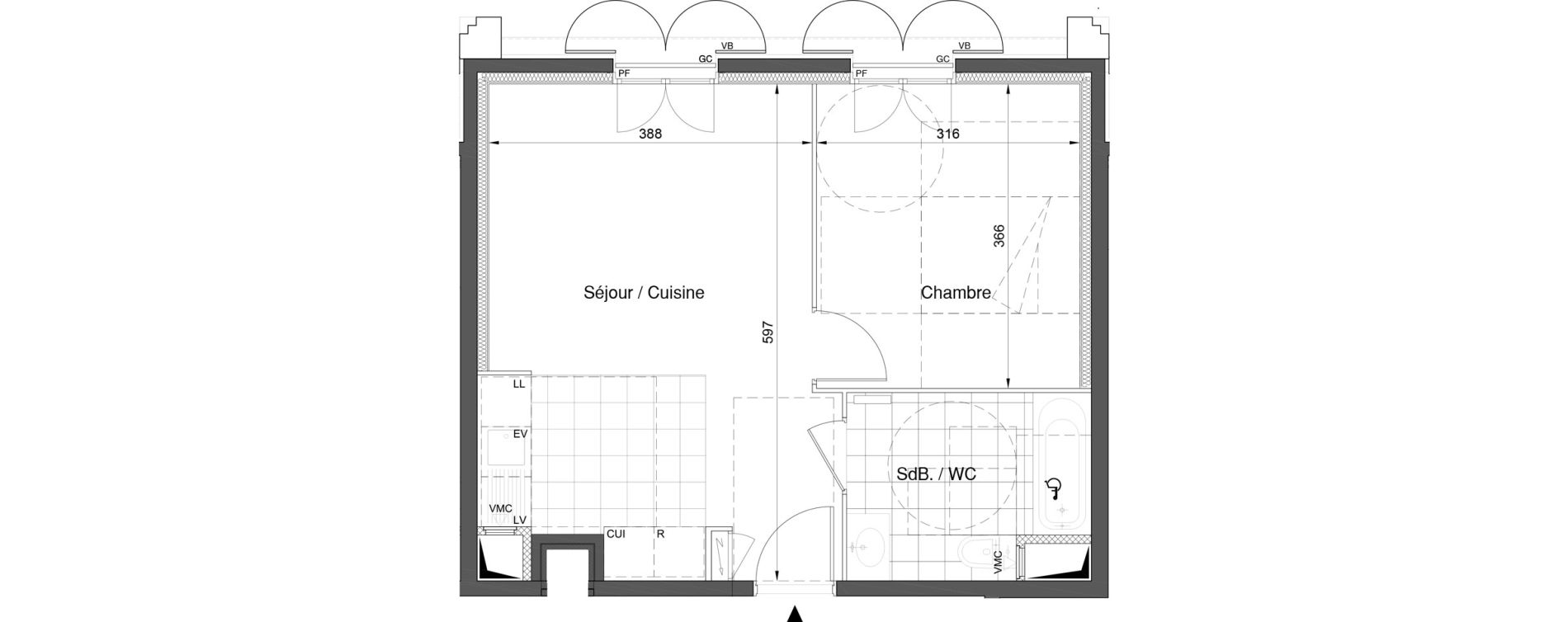 Appartement T2 de 40,84 m2 &agrave; Bezons Nouveau bezons