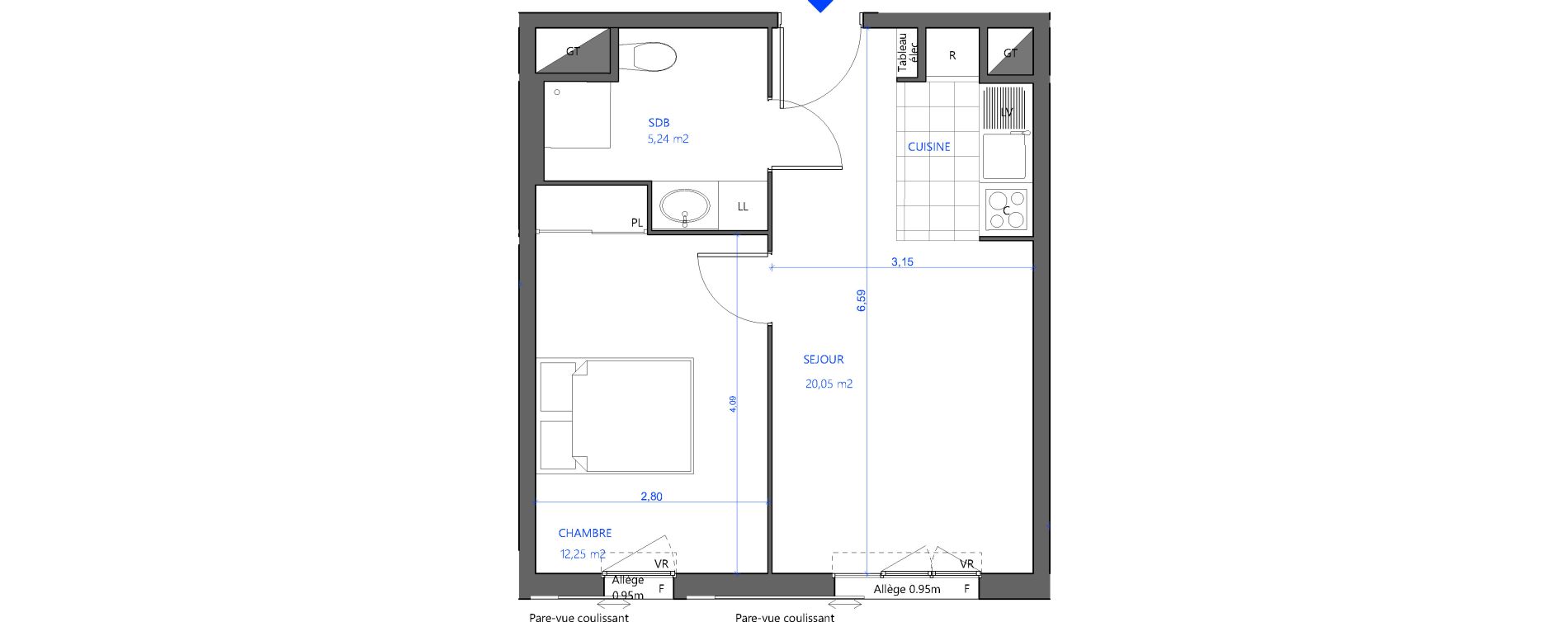 Appartement T2 de 37,54 m2 &agrave; Bezons Val-chenes