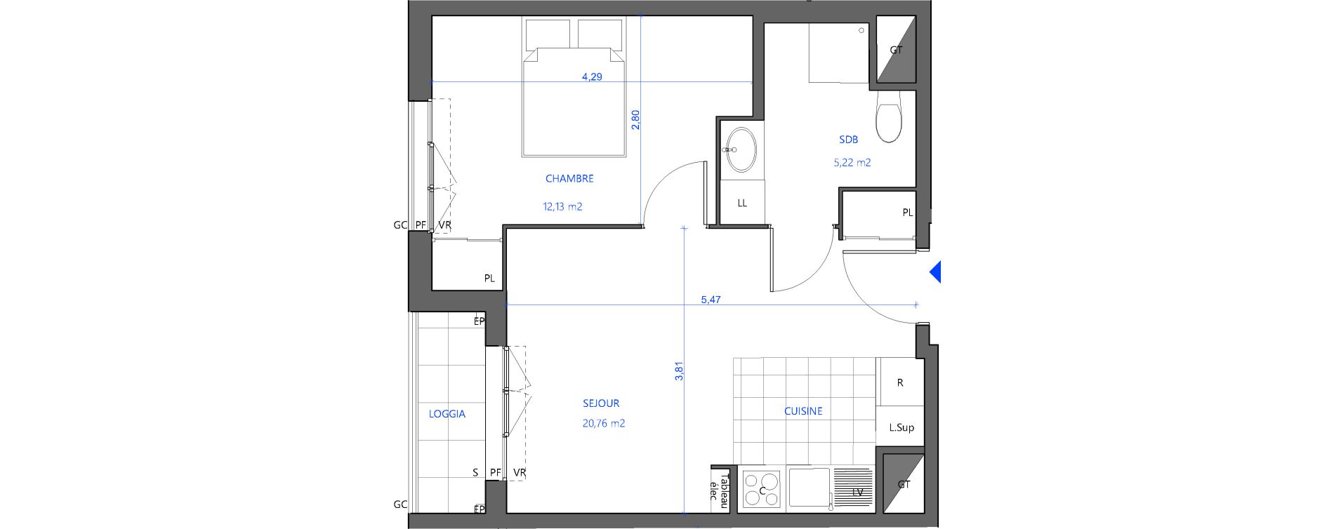Appartement T2 de 38,09 m2 &agrave; Bezons Val-chenes