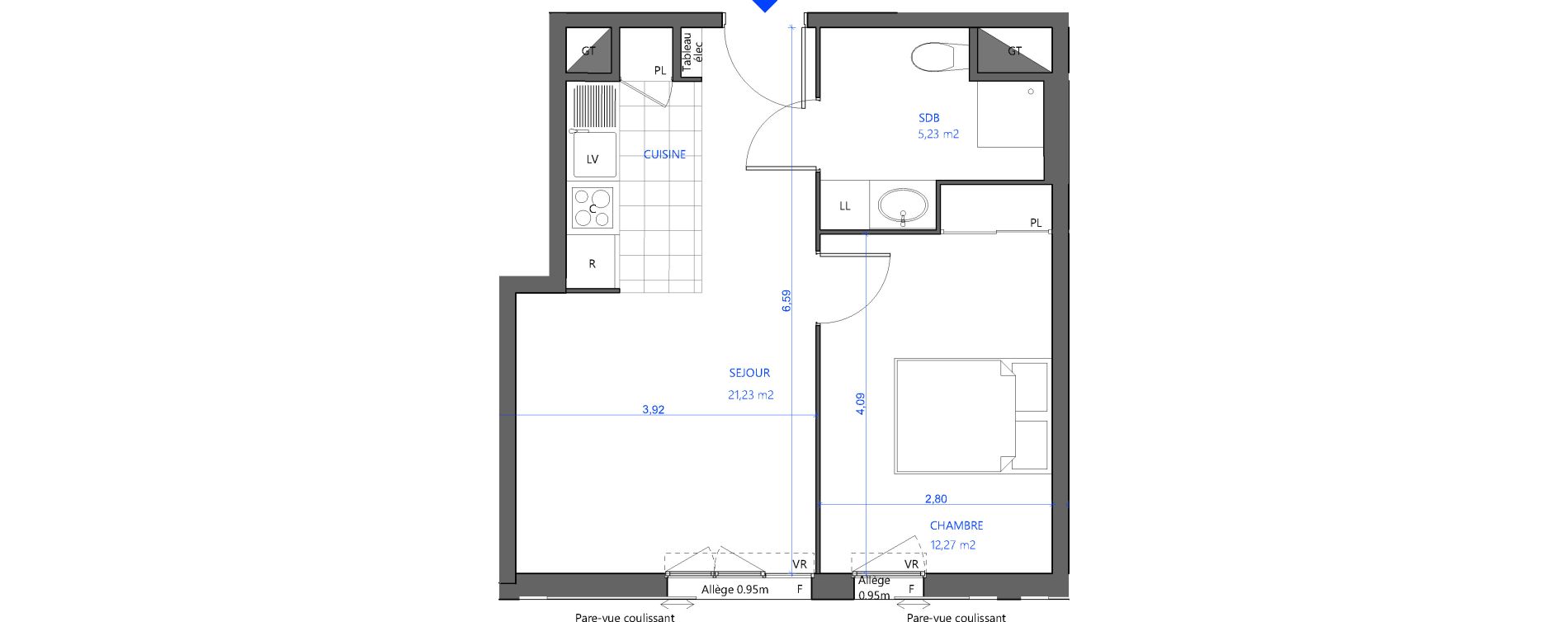 Appartement T2 de 38,73 m2 &agrave; Bezons Val-chenes
