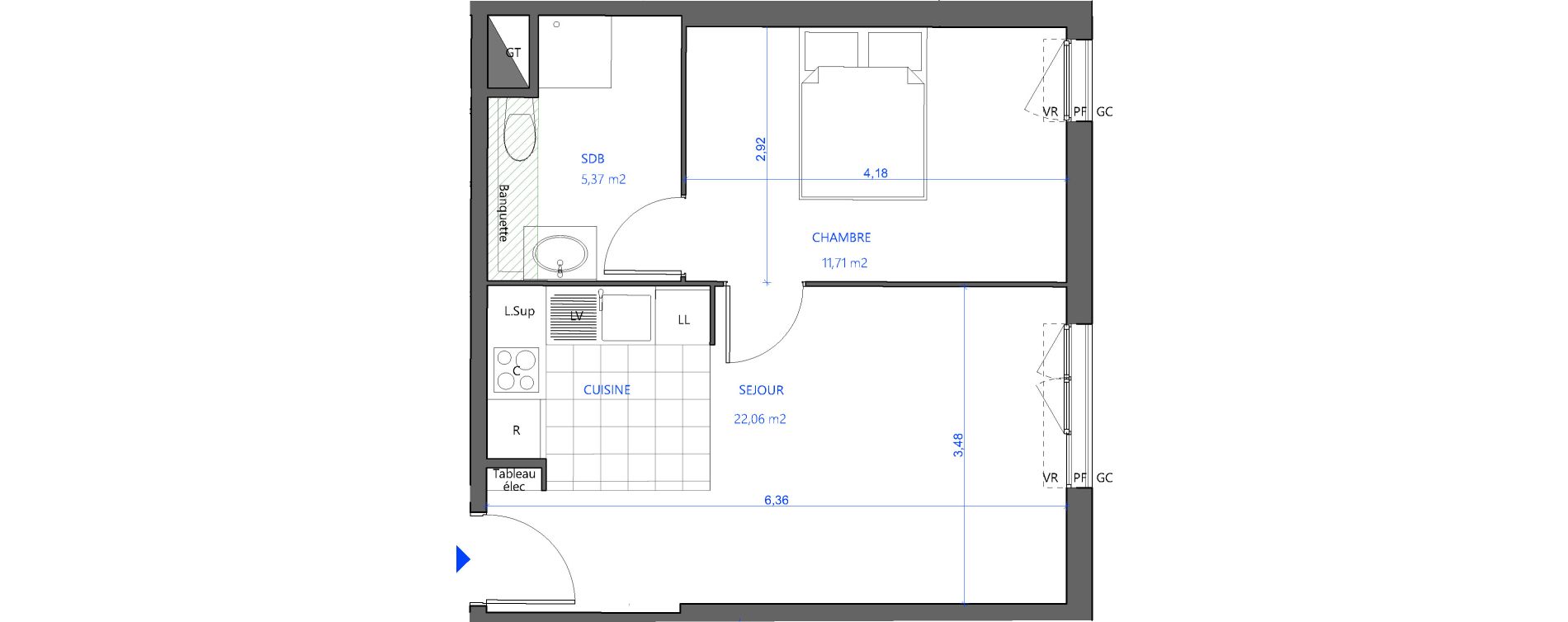 Appartement T2 de 39,14 m2 &agrave; Bezons Val-chenes