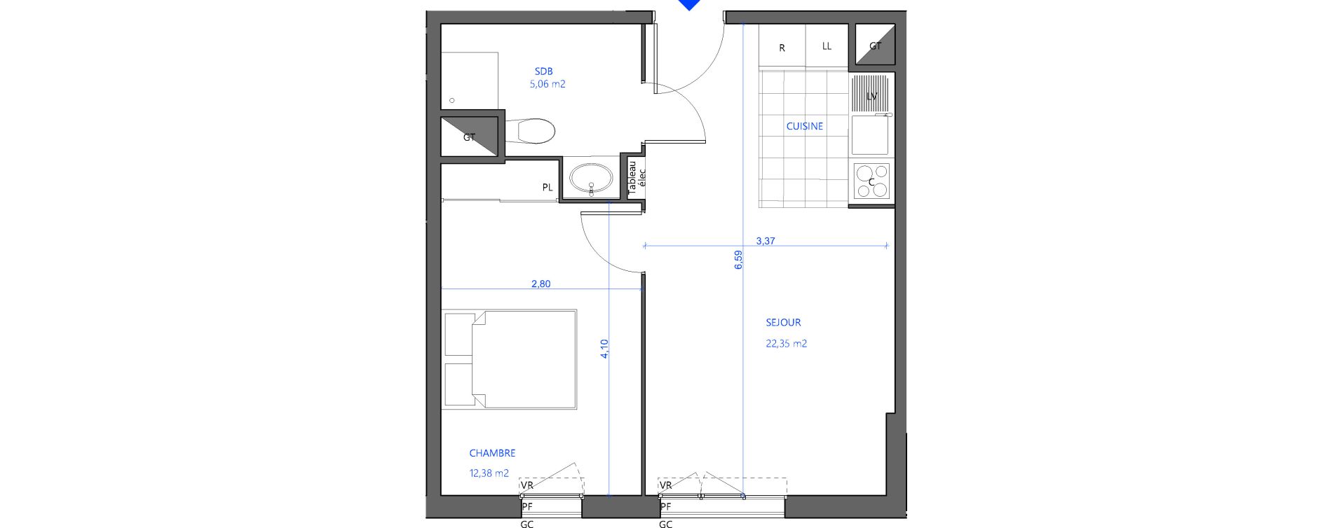 Appartement T2 de 39,79 m2 &agrave; Bezons Val-chenes