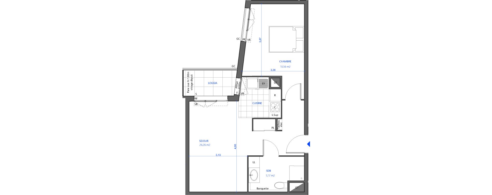 Appartement T2 de 44,99 m2 &agrave; Bezons Val-chenes