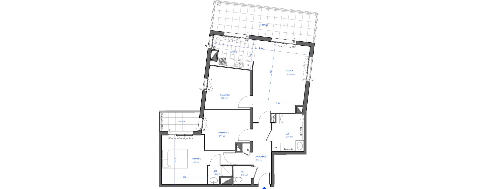Appartement T4 de 75,55 m2 &agrave; Bezons Val-chenes