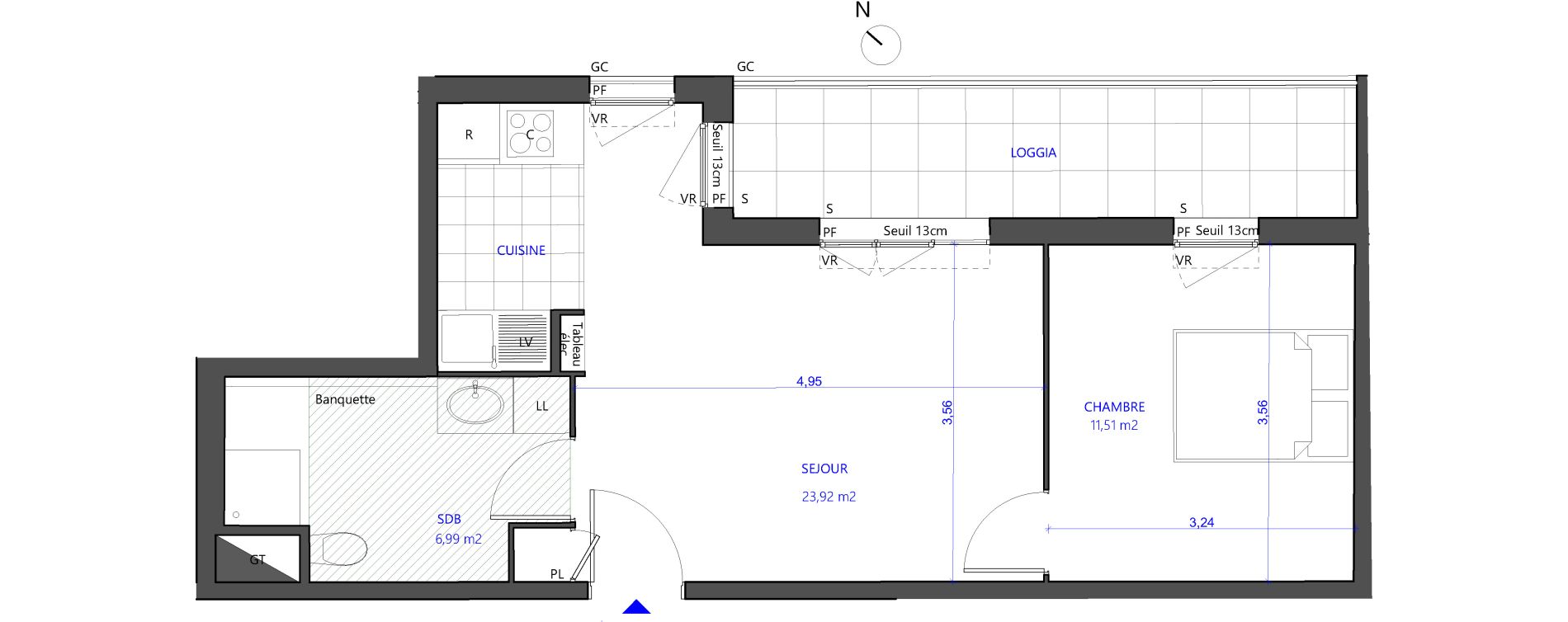 Appartement T2 de 42,42 m2 &agrave; Bezons Val-chenes