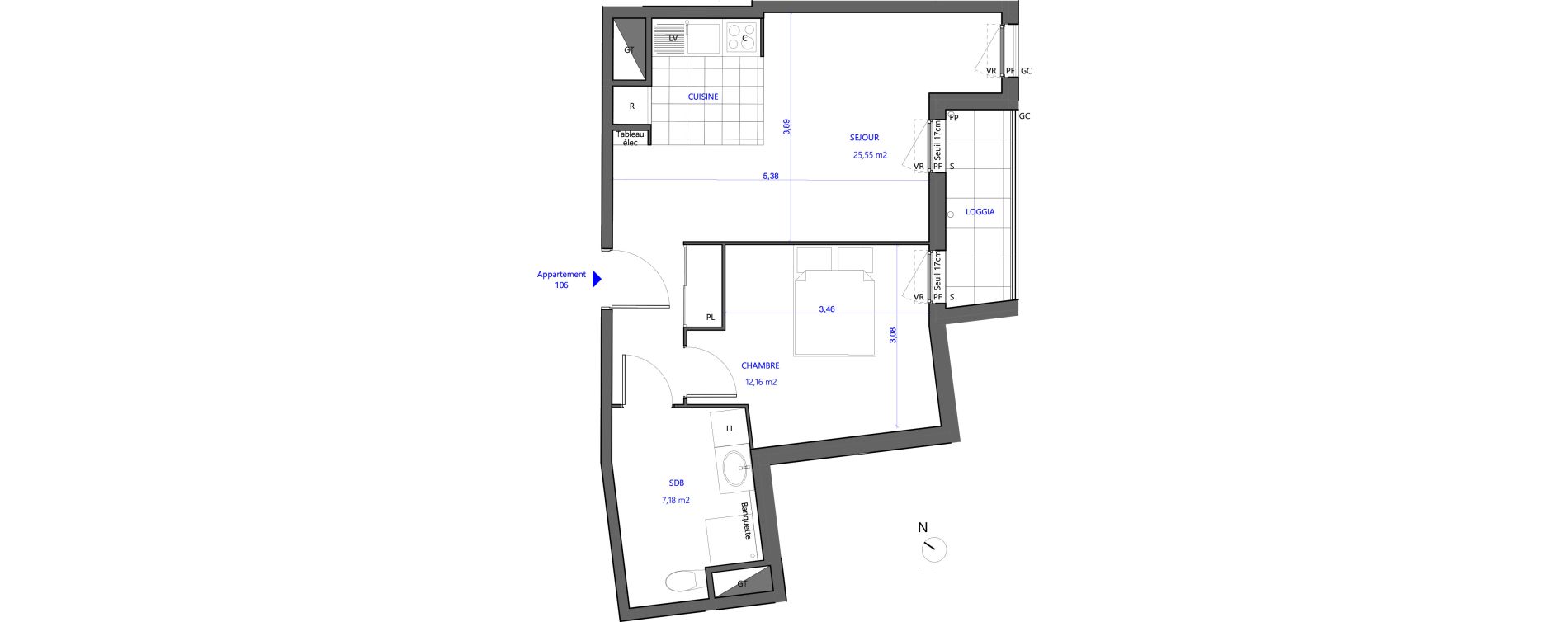 Appartement T2 de 45,43 m2 &agrave; Bezons Val-chenes