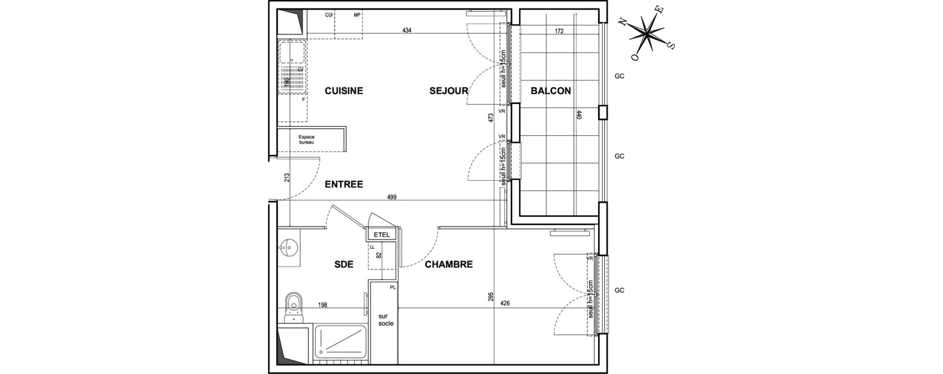 Appartement T2 de 42,32 m2 &agrave; Bezons Agriculture