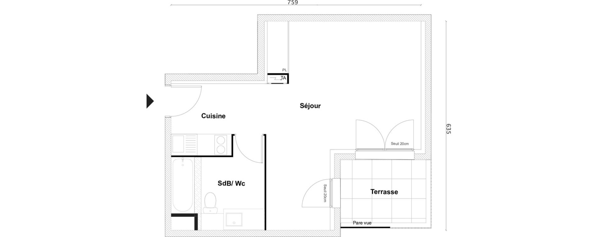 Appartement T1 bis de 34,85 m2 &agrave; Bezons Bezons centre