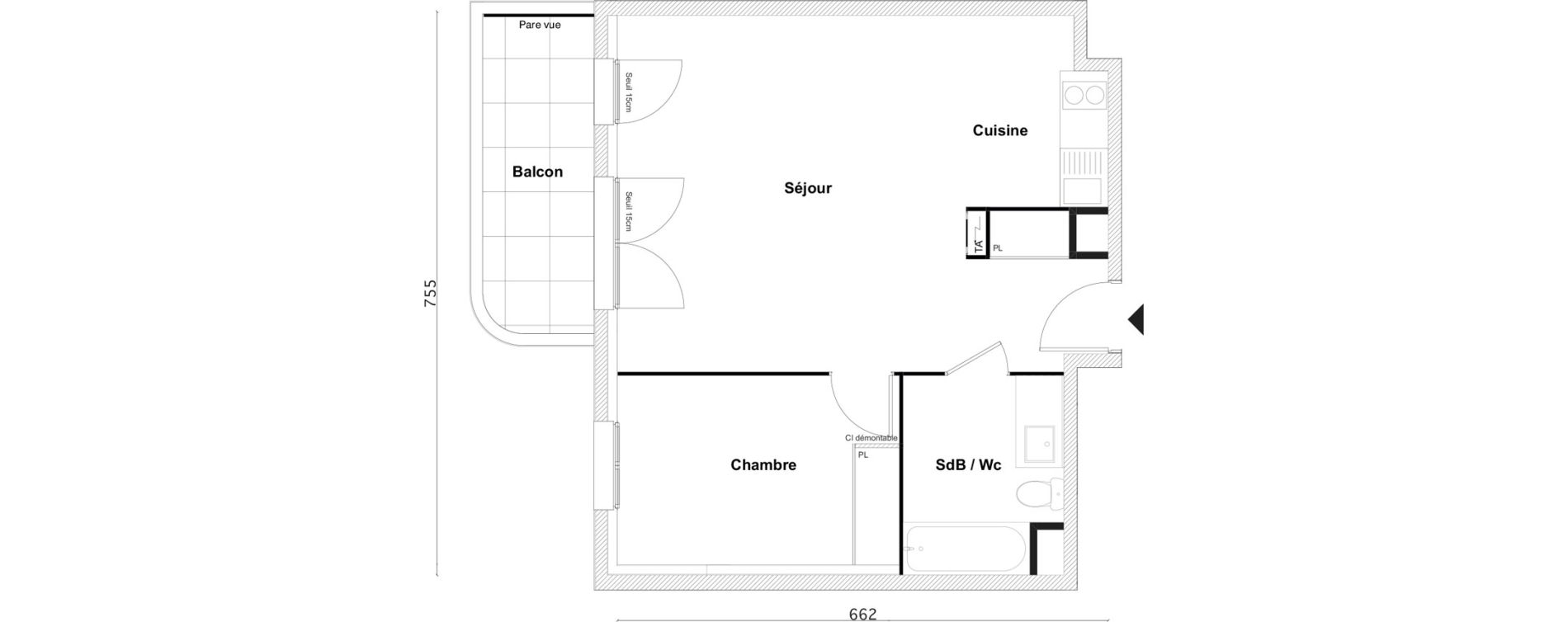 Appartement T2 de 45,95 m2 &agrave; Bezons Bezons centre