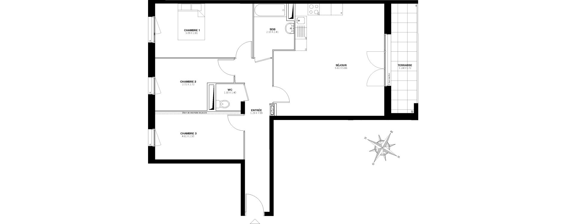 Appartement T4 de 84,15 m2 &agrave; Bezons Bords de seine