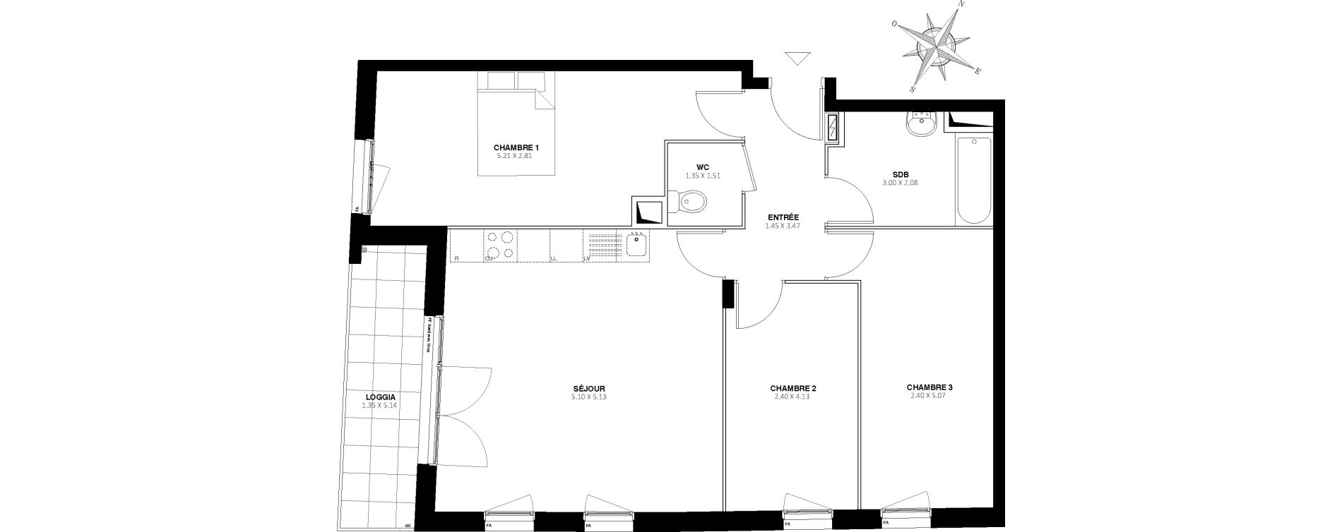 Appartement T4 de 78,15 m2 &agrave; Bezons Bords de seine