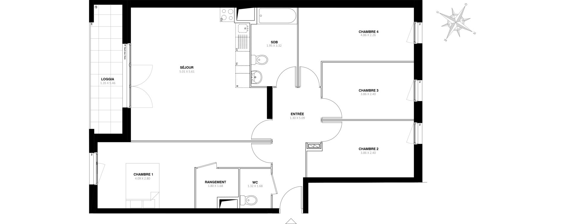 Appartement T5 de 95,20 m2 &agrave; Bezons Bords de seine