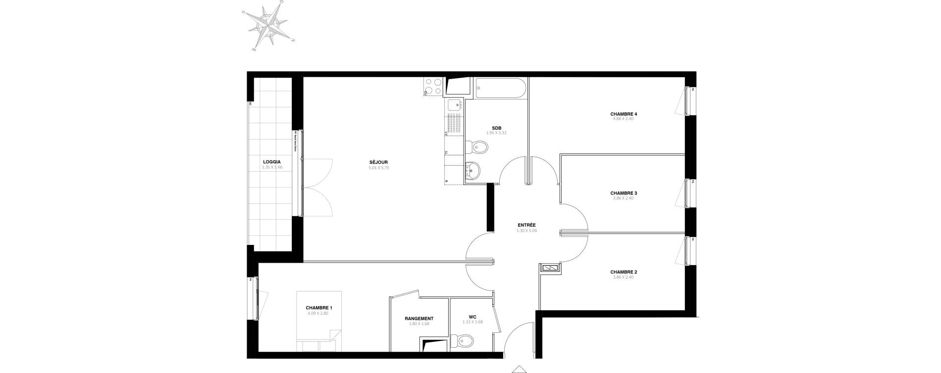 Appartement T5 de 96,85 m2 &agrave; Bezons Bords de seine
