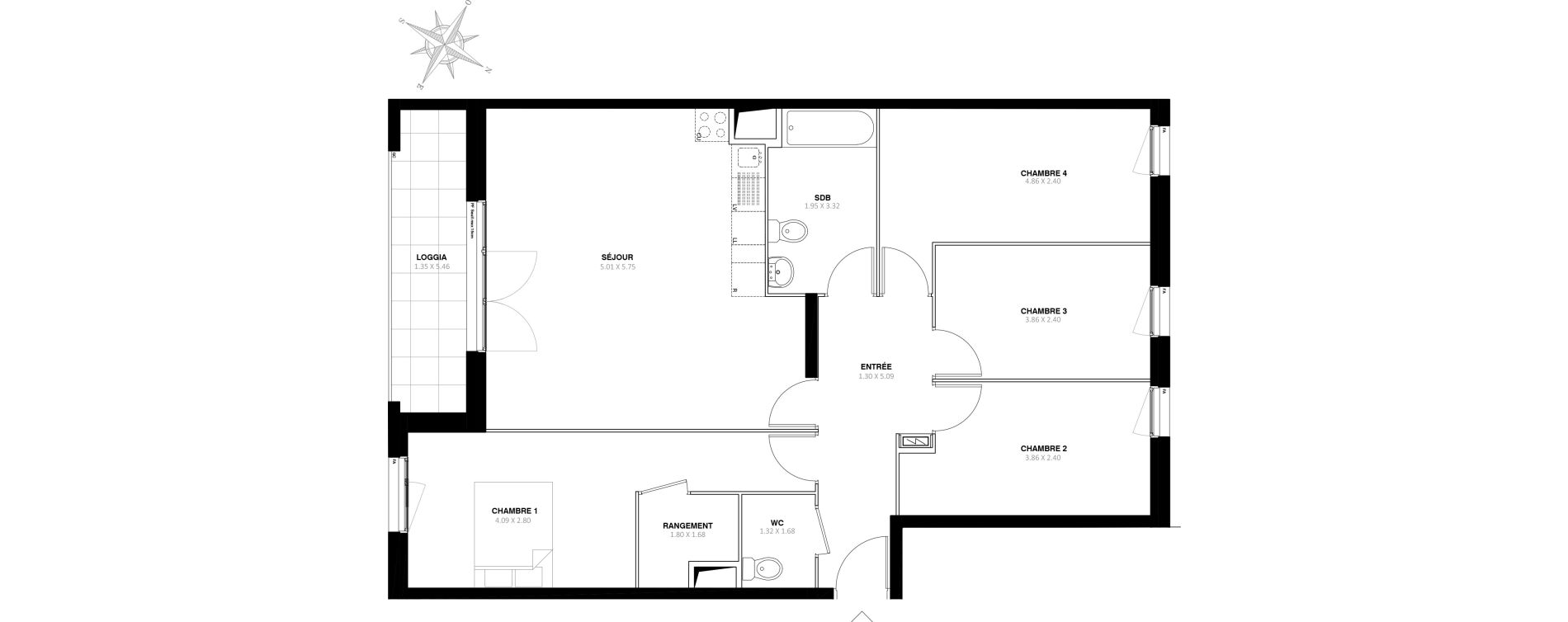 Appartement T5 de 96,85 m2 &agrave; Bezons Bords de seine