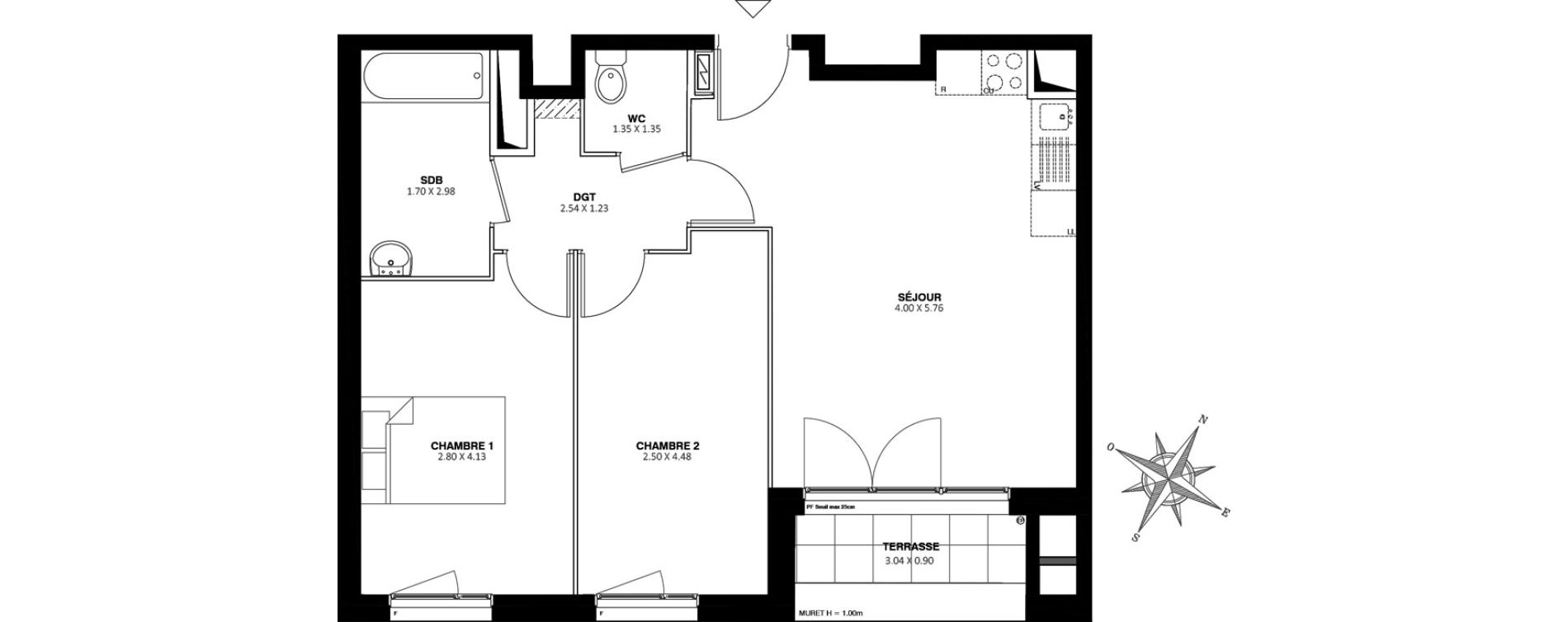 Appartement T3 de 58,00 m2 &agrave; Bezons Bords de seine