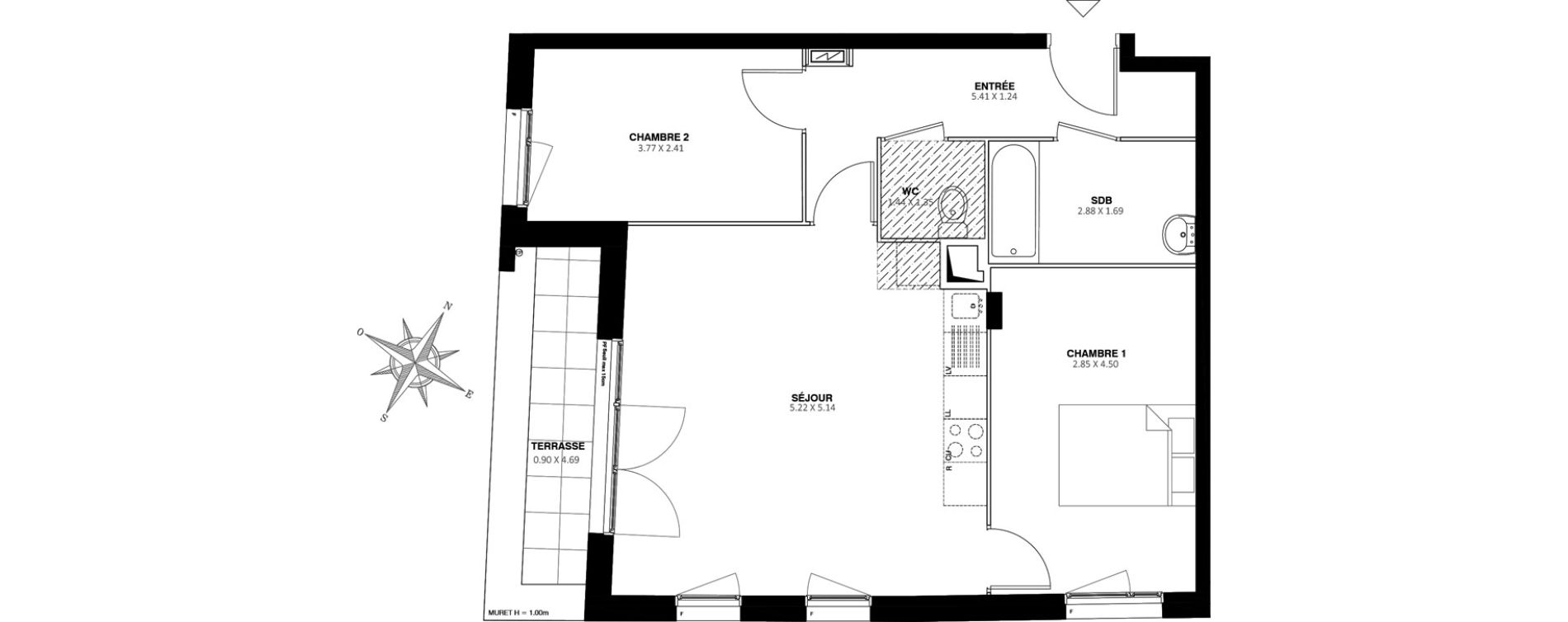 Appartement T3 de 61,50 m2 &agrave; Bezons Bords de seine