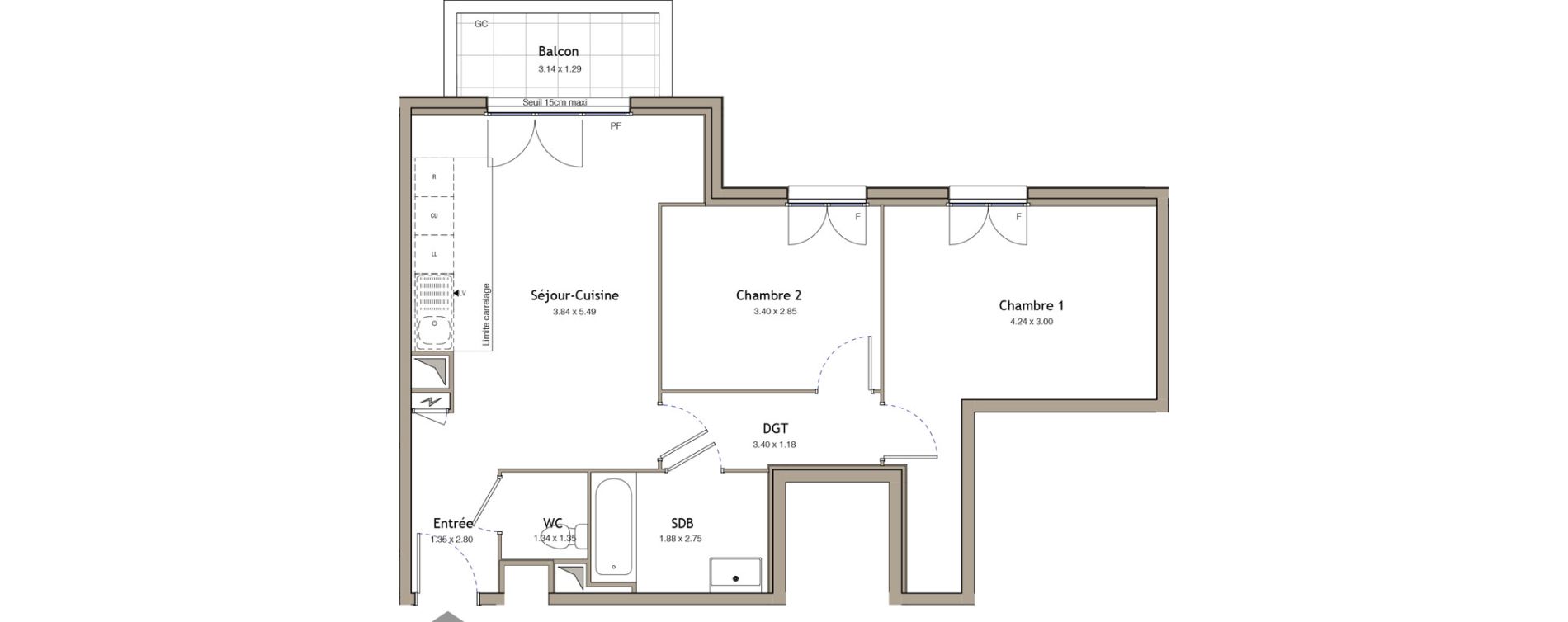 Appartement T3 de 60,14 m2 &agrave; Bezons Bezons centre