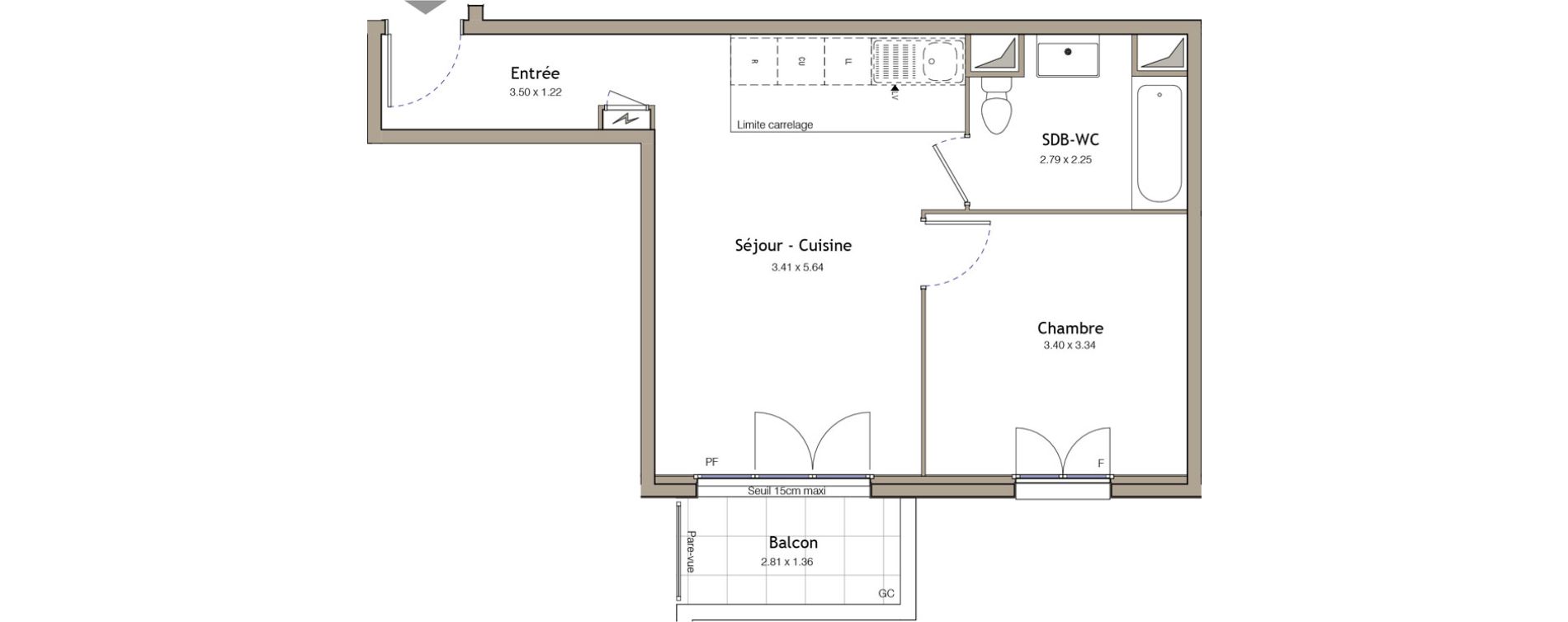 Appartement T2 de 41,24 m2 &agrave; Bezons Bezons centre