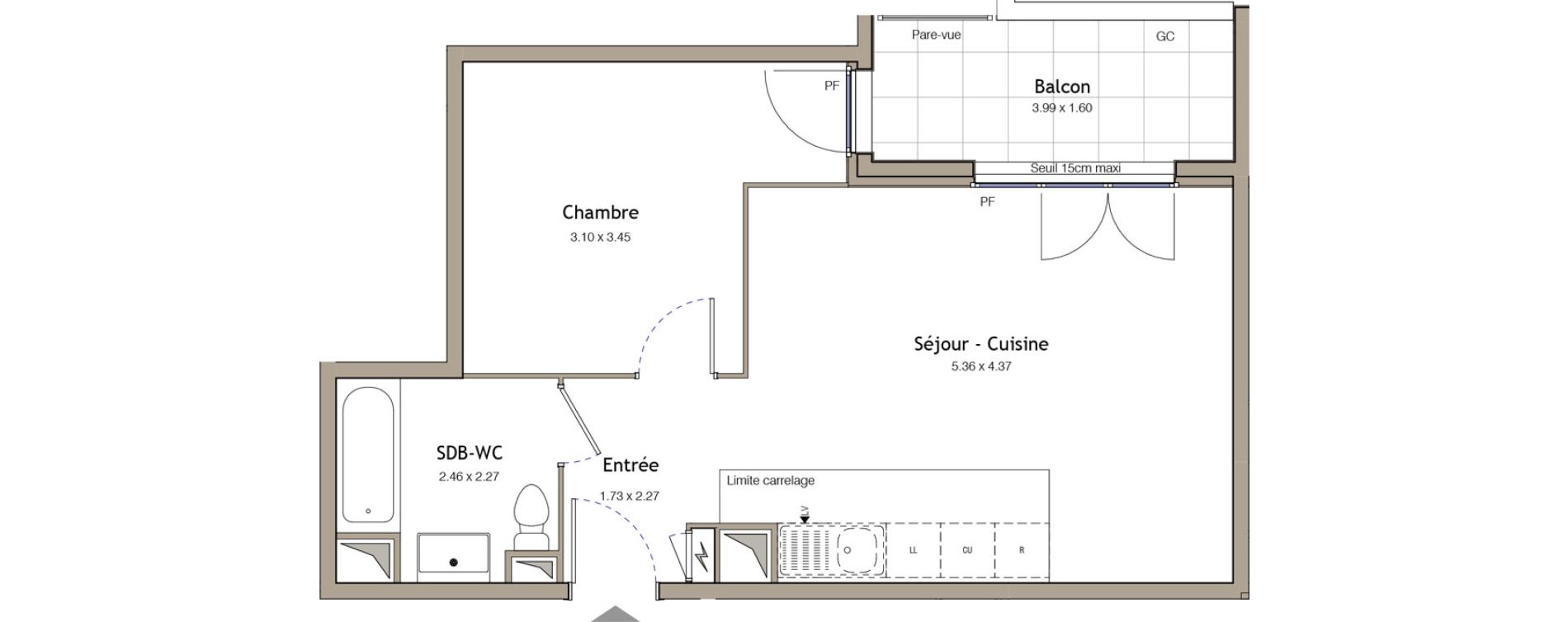 Appartement T2 de 44,58 m2 &agrave; Bezons Bezons centre