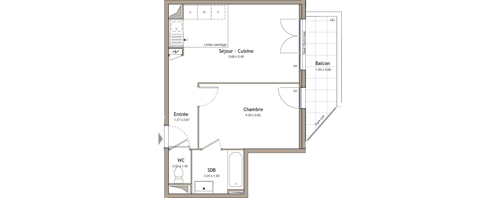 Appartement T2 de 40,03 m2 &agrave; Bezons Bezons centre