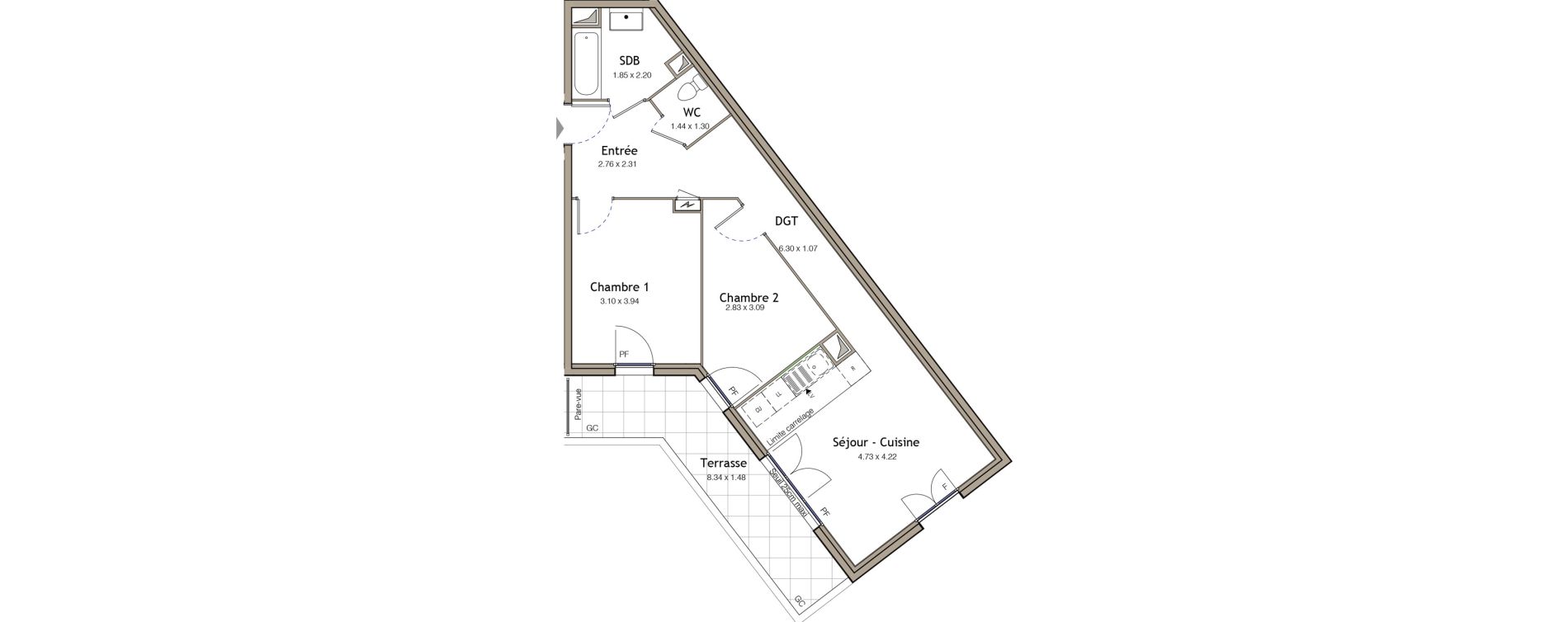 Appartement T3 de 60,53 m2 &agrave; Bezons Bezons centre