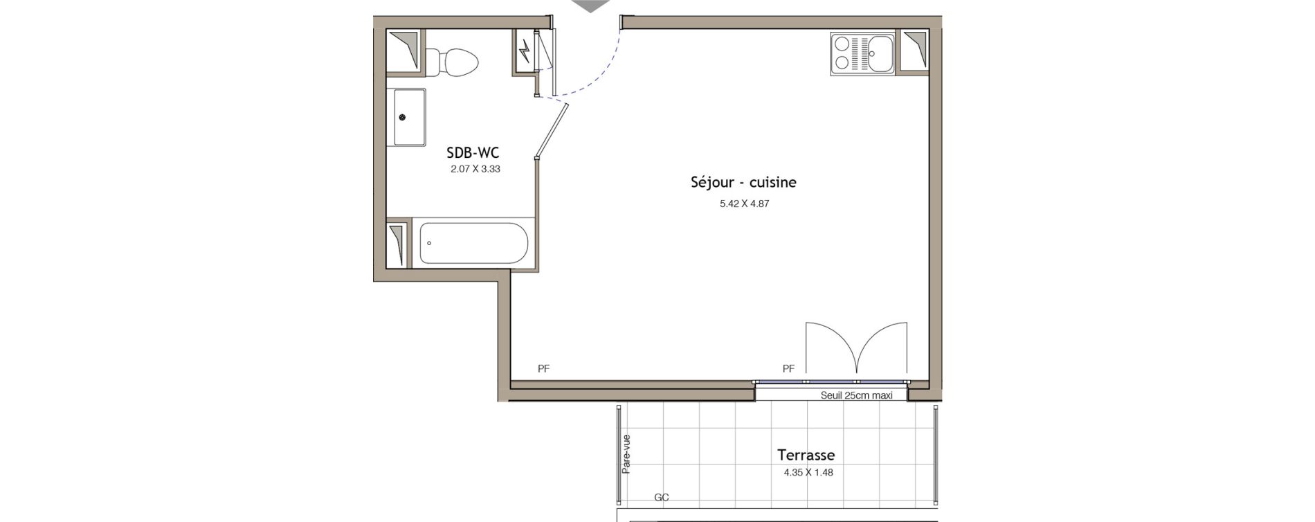 Appartement T1 de 32,77 m2 &agrave; Bezons Bezons centre