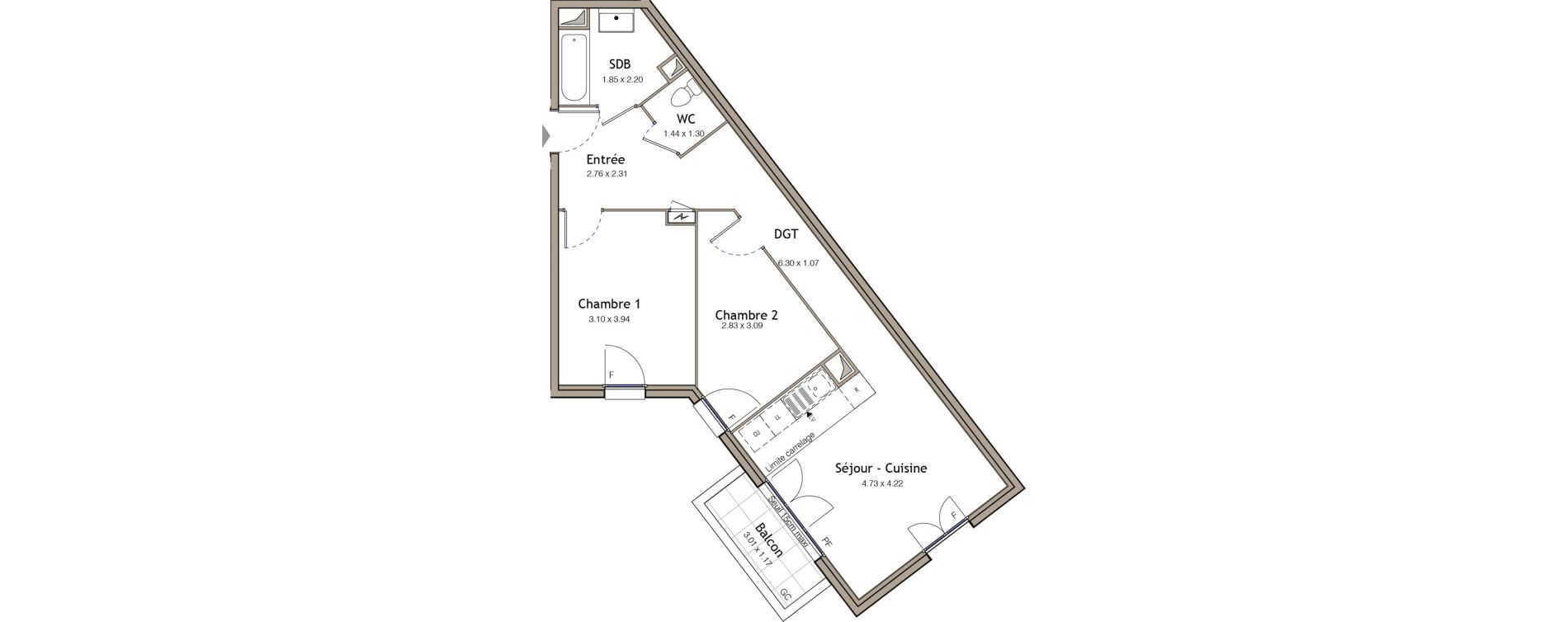 Appartement T3 de 60,53 m2 &agrave; Bezons Bezons centre
