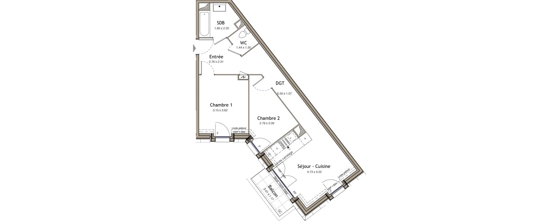 Appartement T3 de 58,11 m2 &agrave; Bezons Bezons centre