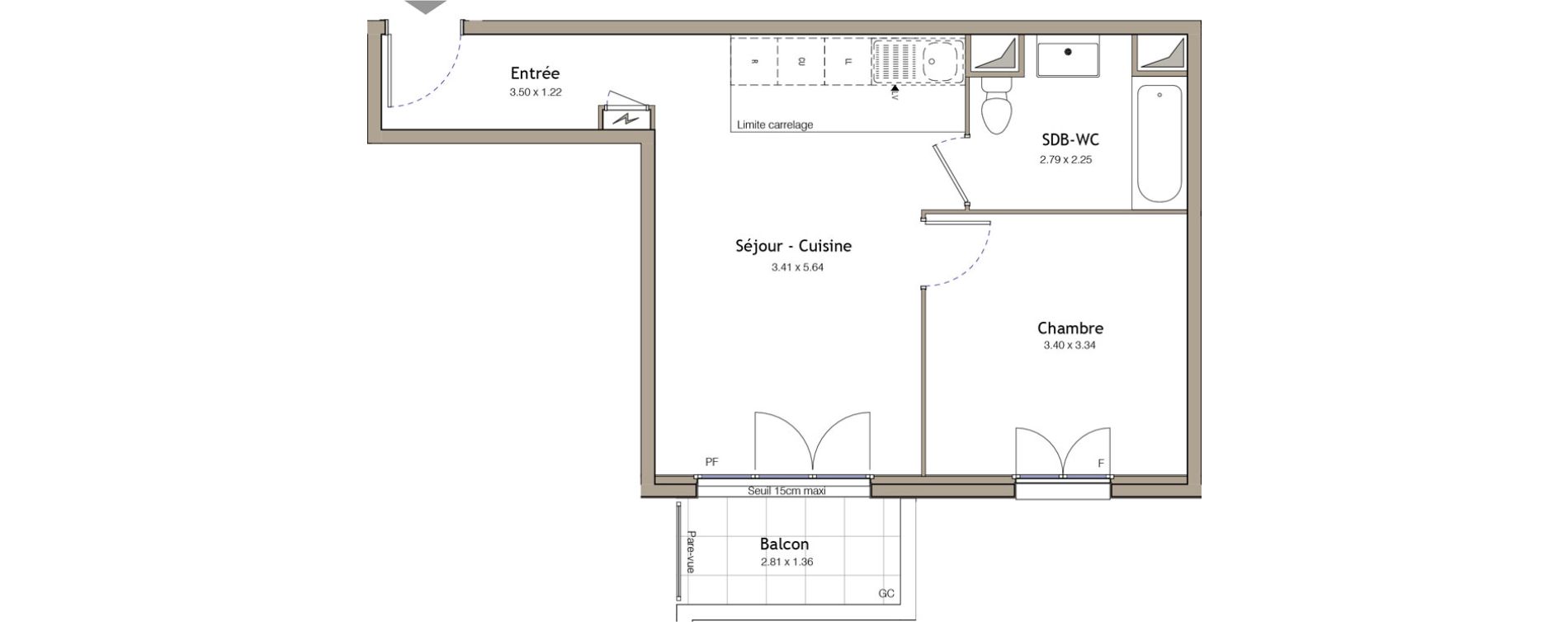 Appartement T2 de 41,24 m2 &agrave; Bezons Bezons centre